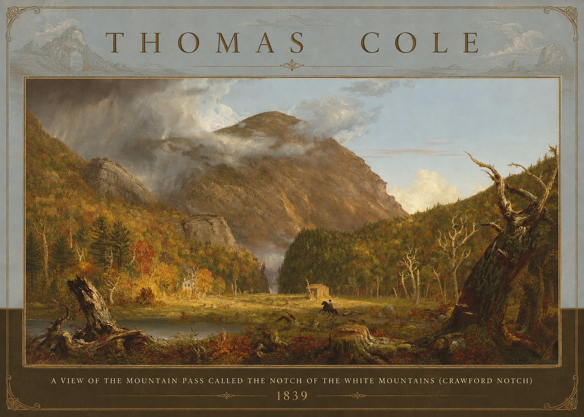 Thomas Cole A View of the Mountain Pass Called the Notch of the White Mountains (Crawford Notch) II No3 - Plakát