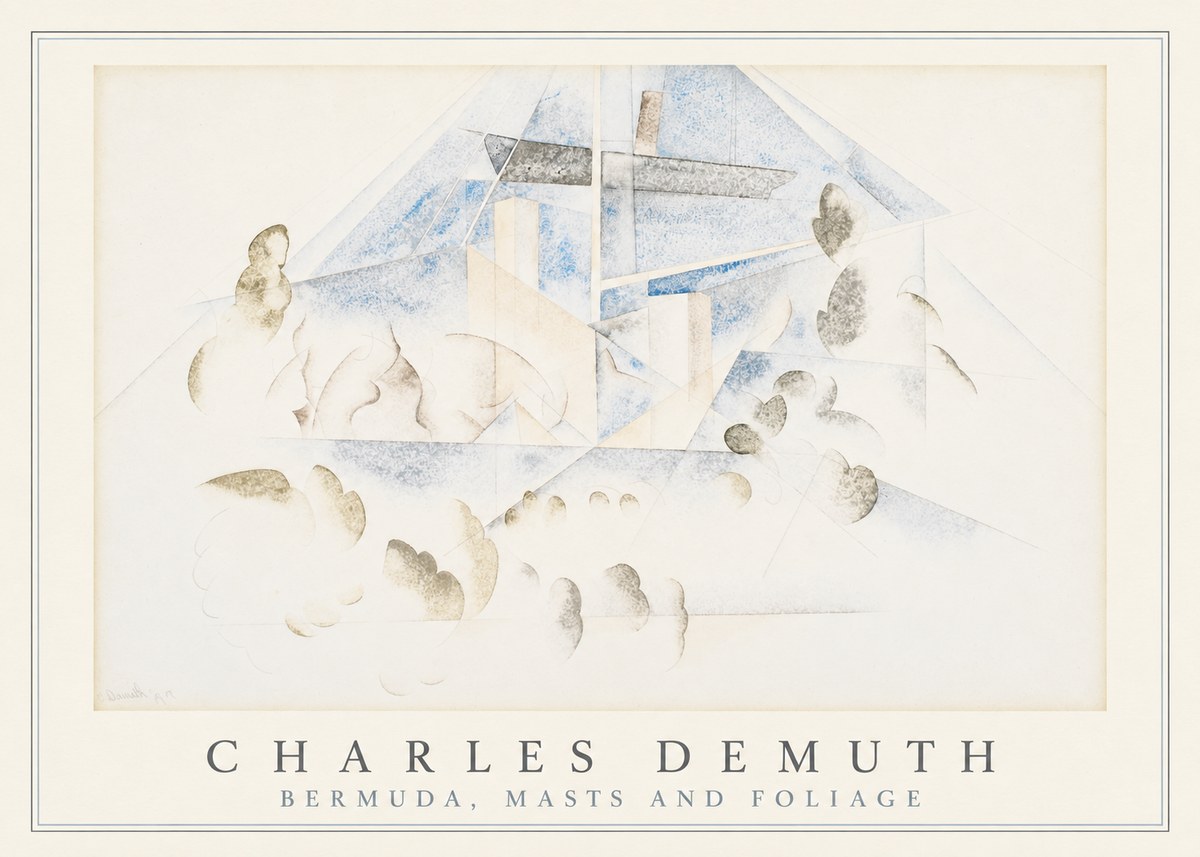 Charles Demuth Bermuda, Masts and Foliage No3 - Plakát