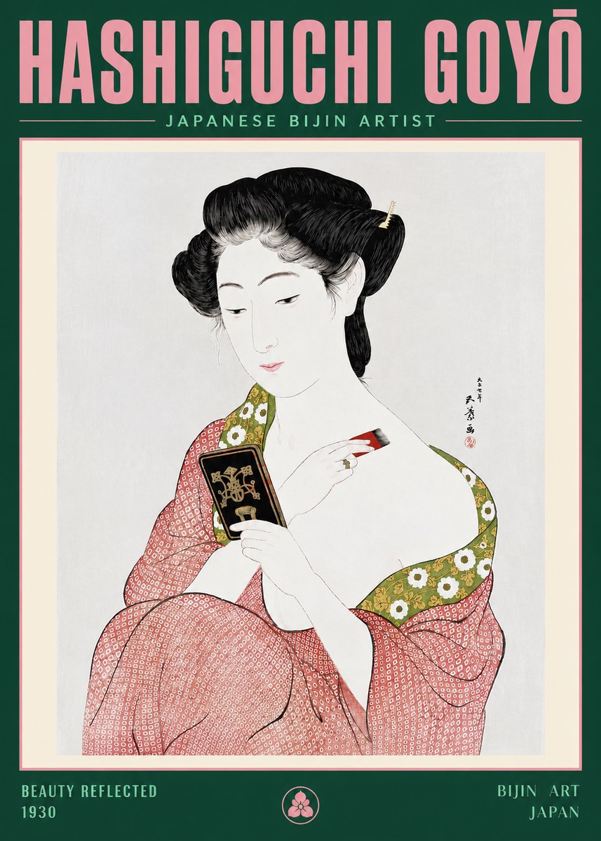 Hashiguchi Goyō Beauty Reflected No3 - Plakát