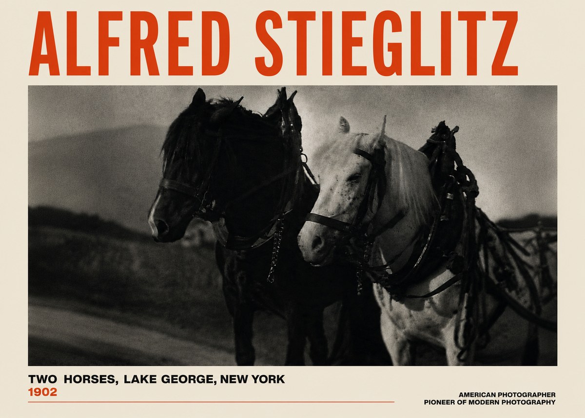 Alfred Stieglitz Two Horses, Lake George, New York No4 - Plakát