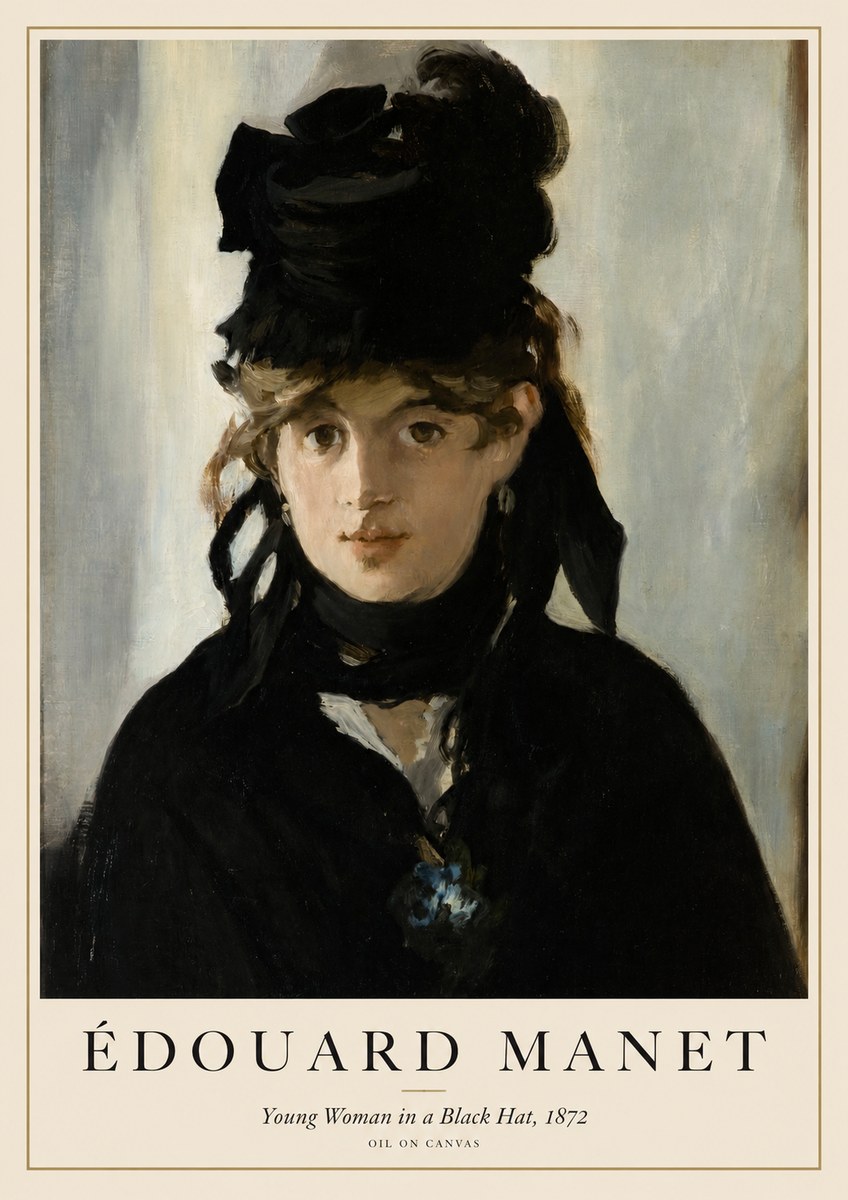 Édouard Manet Young Woman in a Black Hat, 1872 No1 - Plakát