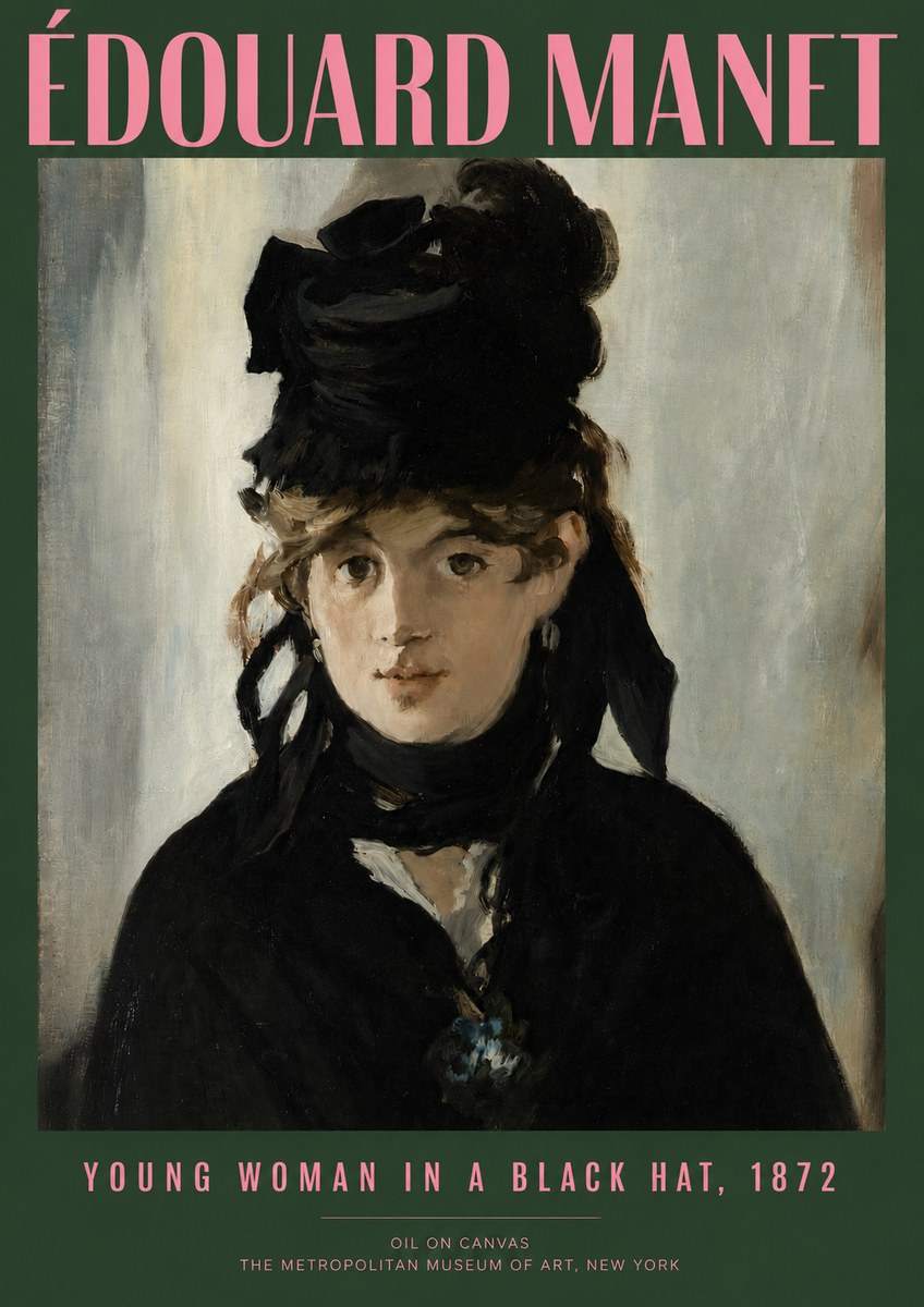Édouard Manet Young Woman in a Black Hat, 1872 No2 - Plakát