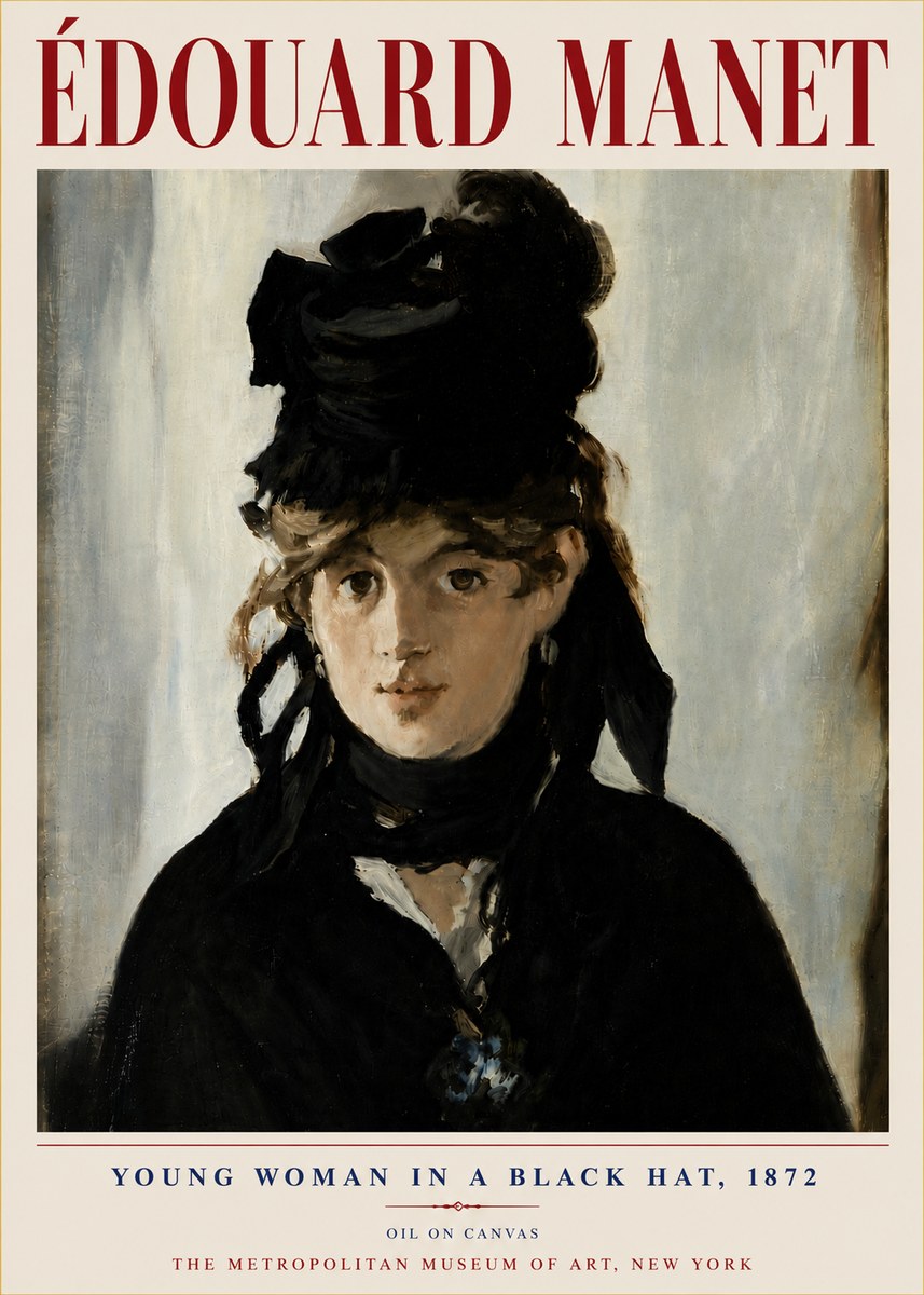 Édouard Manet Young Woman in a Black Hat, 1872 No6 - Plakát