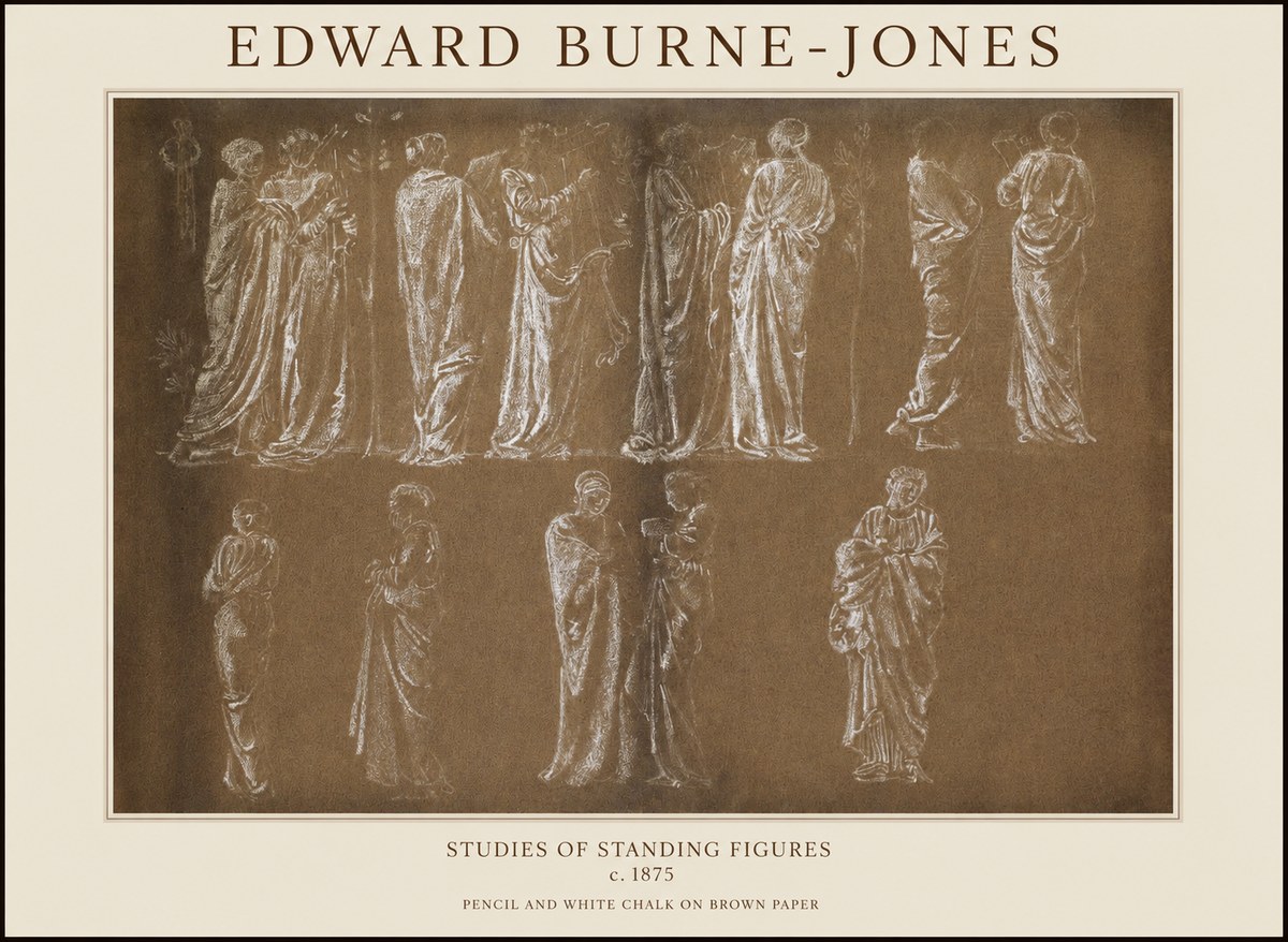 Edward Burne-Jones Studies of Standing Figures No1 - Plakát