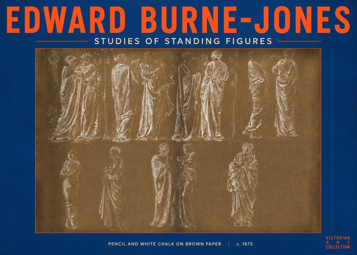 Edward Burne-Jones Studies of Standing Figures No2 - Plakát