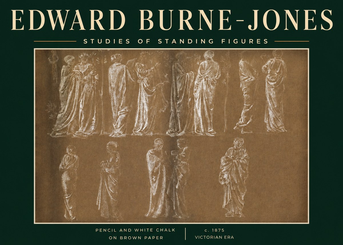Edward Burne-Jones Studies of Standing Figures No3 - Plakát