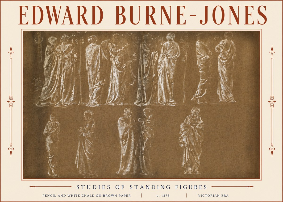 Edward Burne-Jones Studies of Standing Figures No4 - Plakát