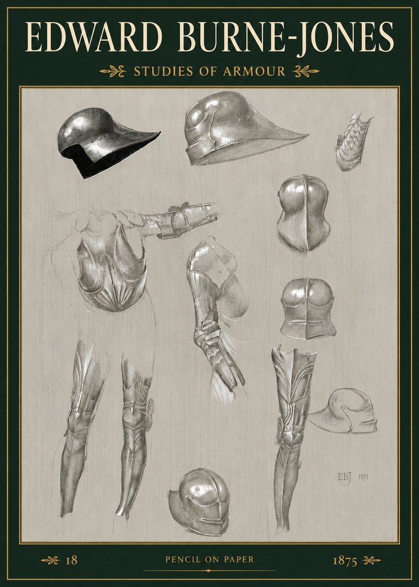 Edward Burne-Jones Studies of Armour No3 - Plakát