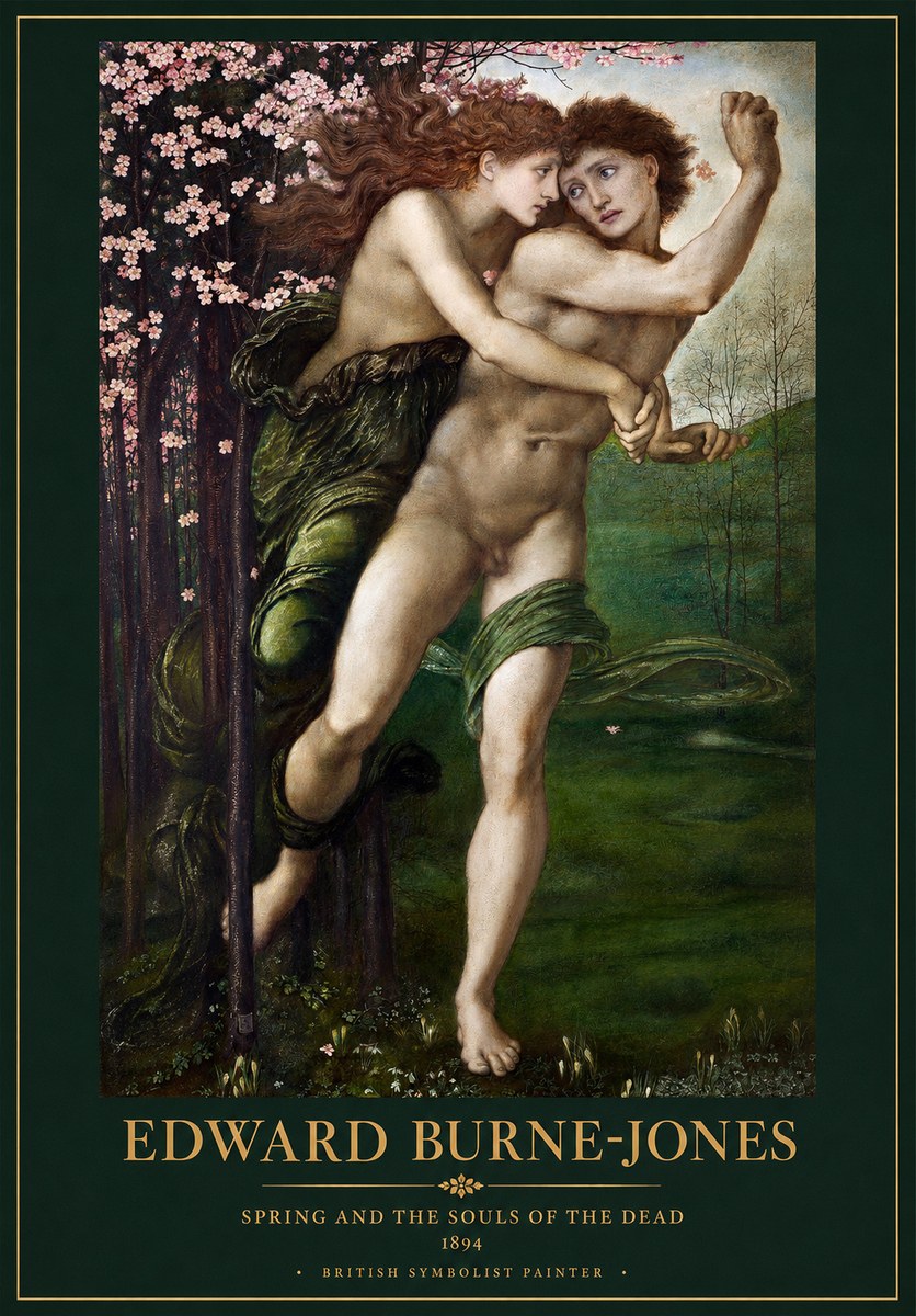 Edward Burne-Jones Springtime and the Spring No4 - Plakát