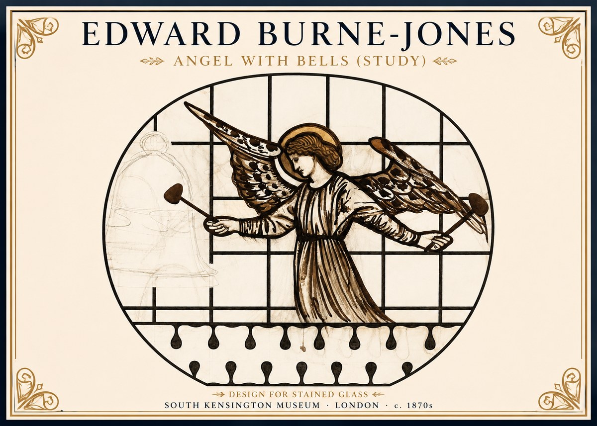 Edward Burne-Jones Angel with Bells (Study) No1 - Plakát