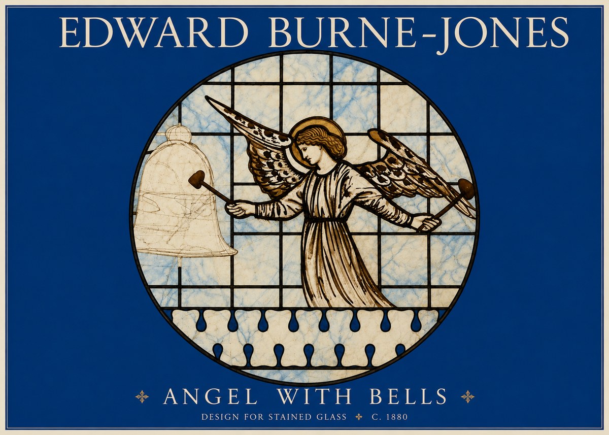 Edward Burne-Jones Angel with Bells (Study) No4 - Plakát