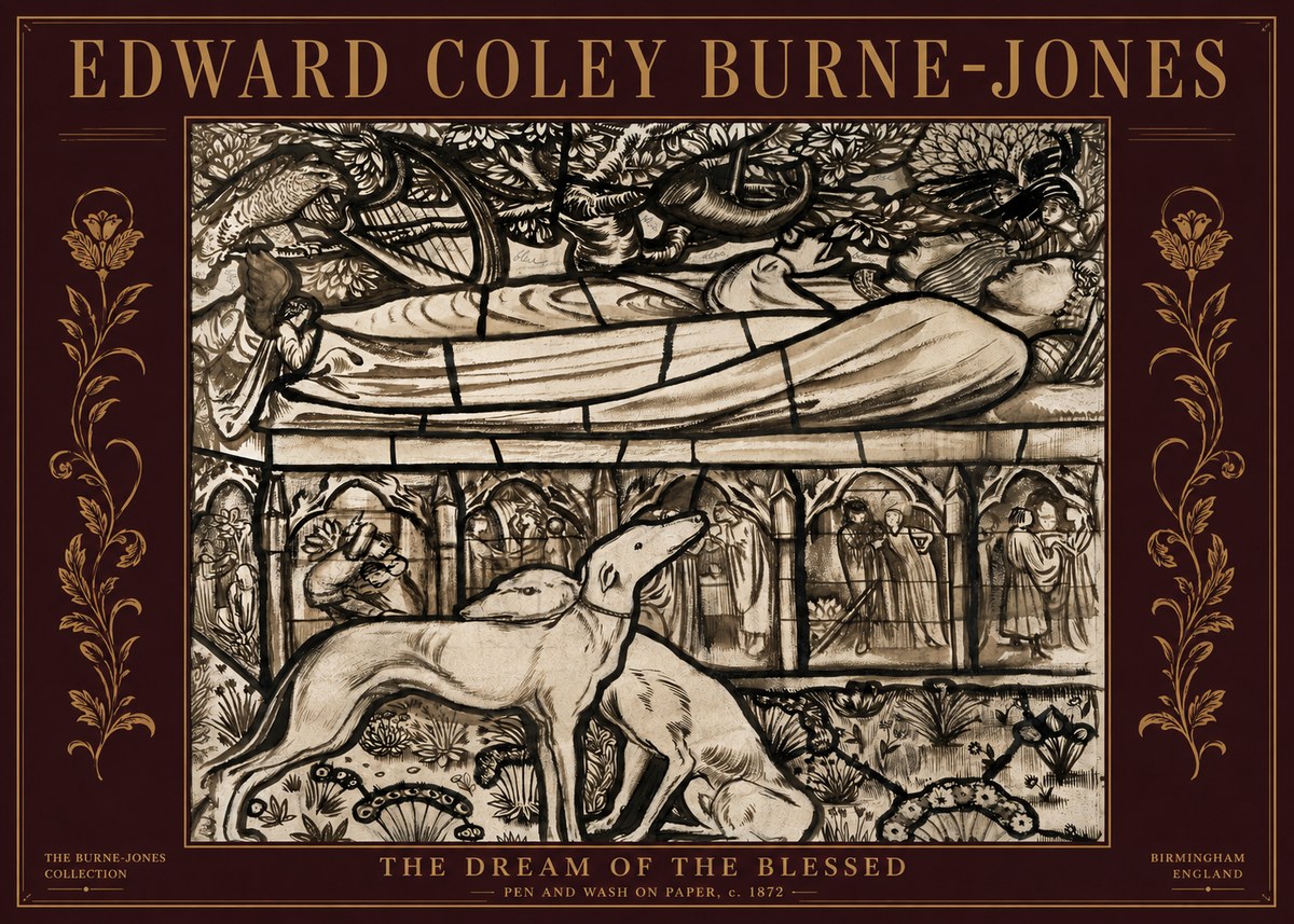 Edward Burne-Jones The Dream of the Blessed No5 - Plakát