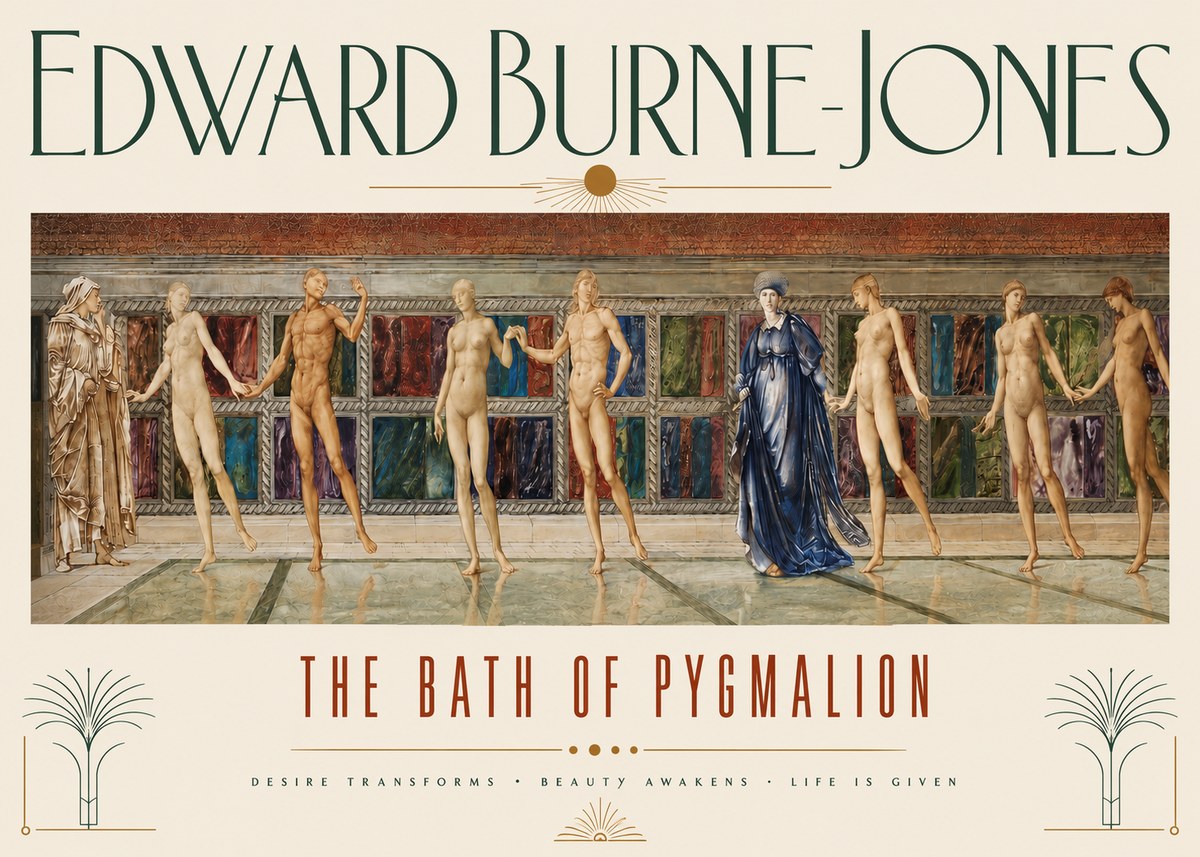 Edward Burne-Jones The Bath of Pygmalion No3 - Plakát