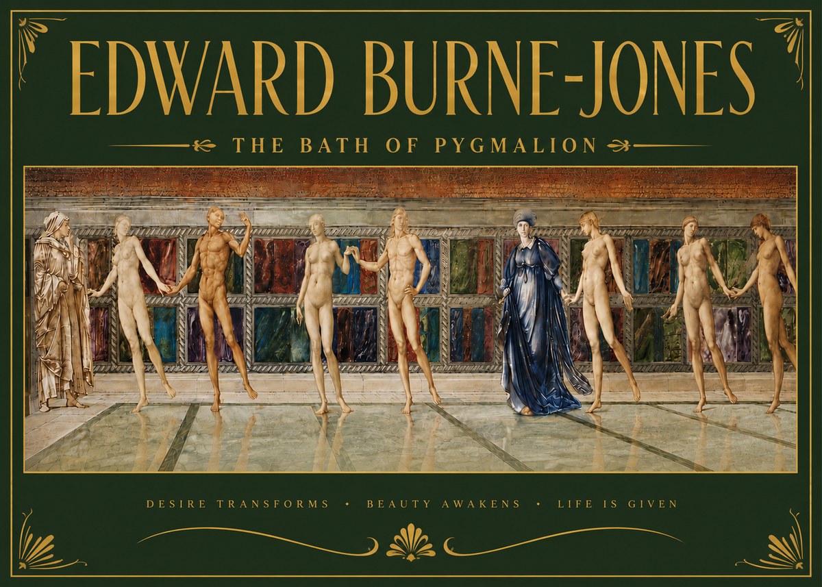 Edward Burne-Jones The Bath of Pygmalion No6 - Plakát