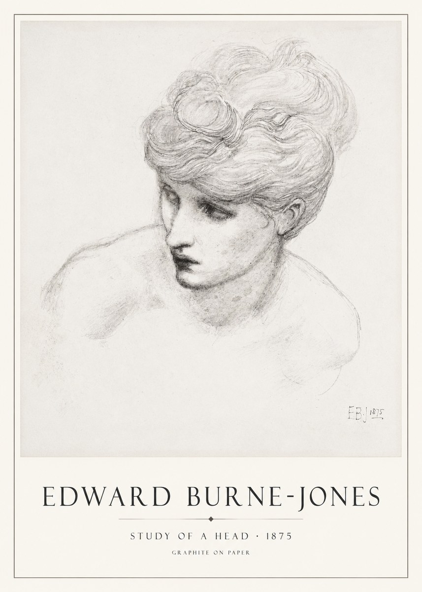 Edward Burne-Jones Study of a Head No1 - Plakát