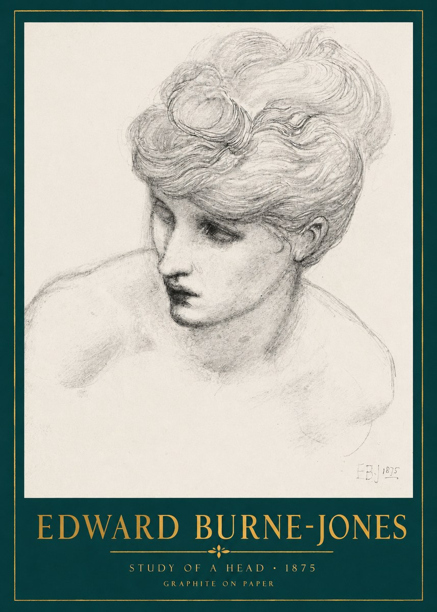 Edward Burne-Jones Study of a Head No2 - Plakát