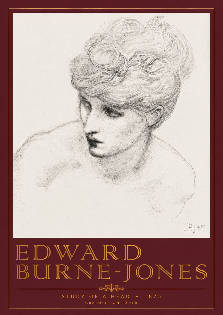 Edward Burne-Jones Study of a Head No4 - Plakát