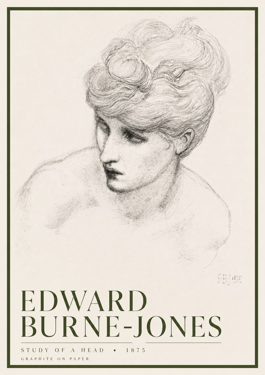 Edward Burne-Jones Study of a Head No6 - Plakát