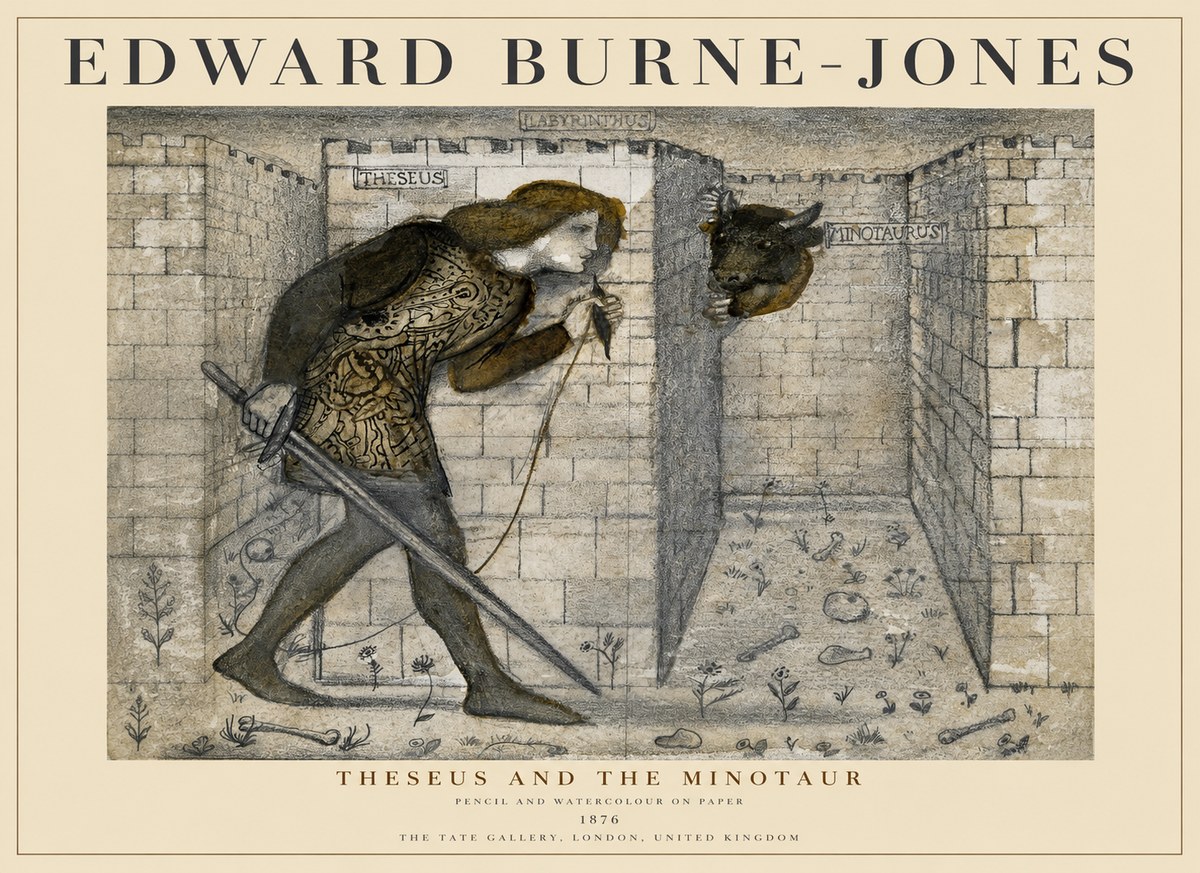 Edward Burne-Jones Theseus and the Minotaur No1 - Plakát