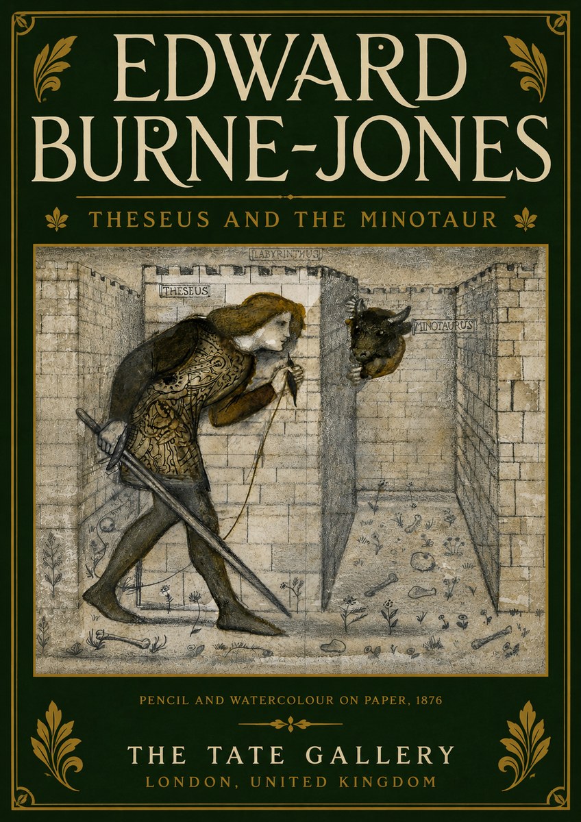 Edward Burne-Jones Theseus and the Minotaur No6 - Plakát