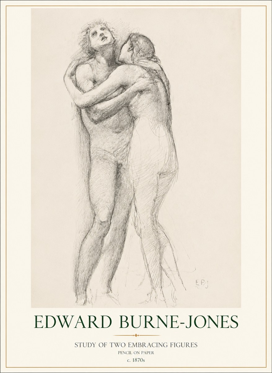 Edward Burne-Jones Study of Two Embracing Figures No1 - Plakát