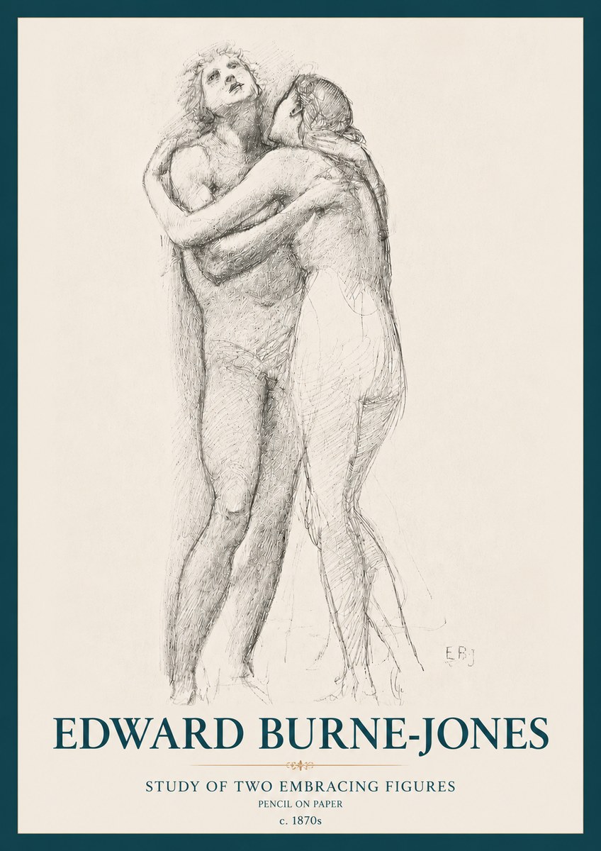 Edward Burne-Jones Study of Two Embracing Figures No3 - Plakát