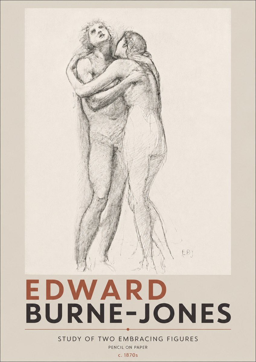 Edward Burne-Jones Study of Two Embracing Figures No4 - Plakát