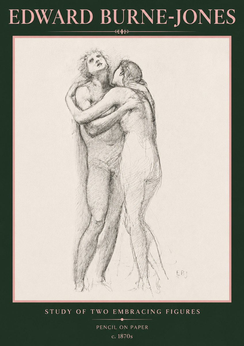 Edward Burne-Jones Study of Two Embracing Figures No5 - Plakát