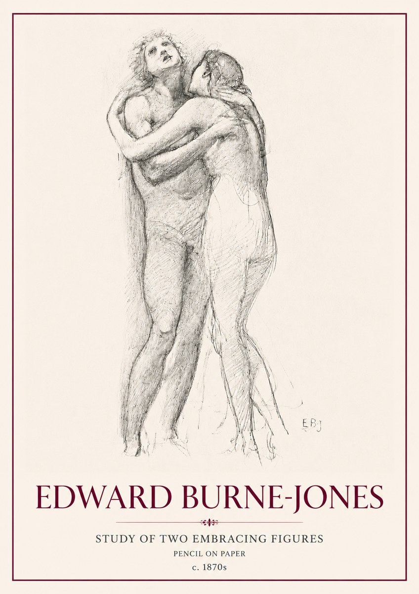 Edward Burne-Jones Study of Two Embracing Figures No6 - Plakát