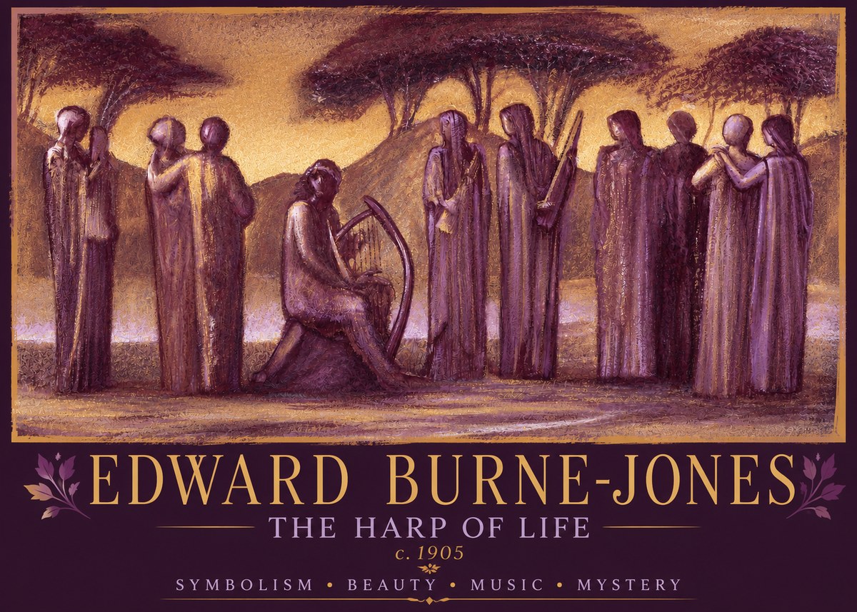 Edward Burne-Jones The Harp of Life No2 - Plakát