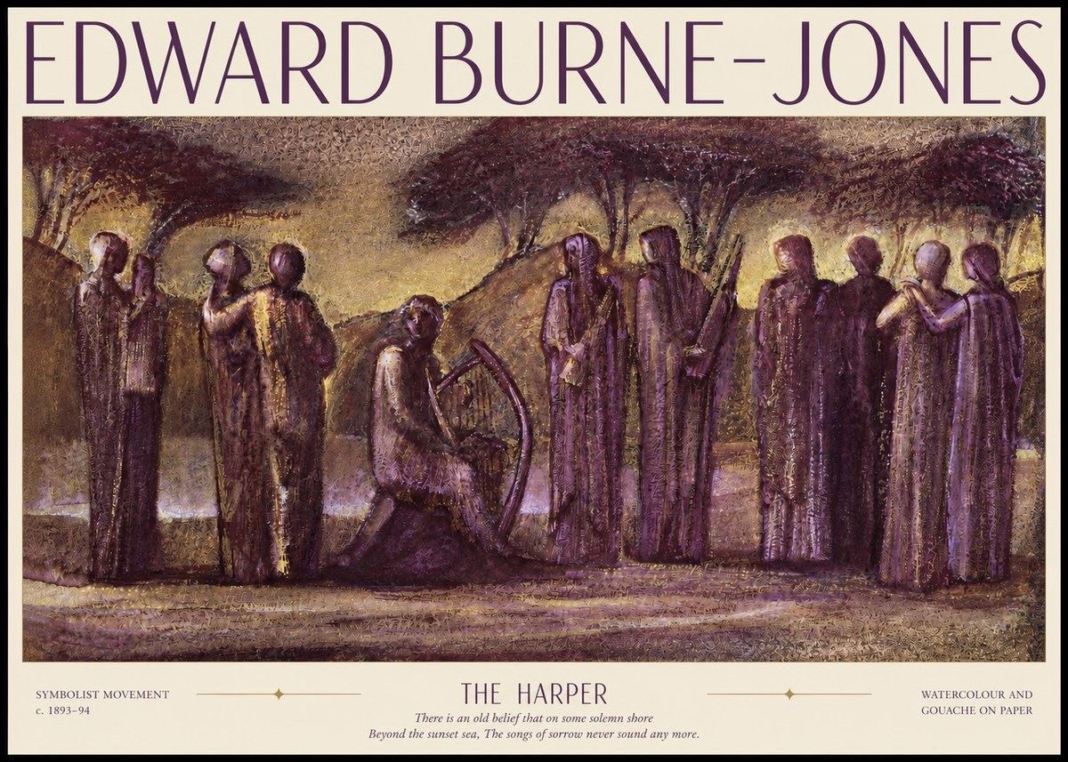 Edward Burne-Jones The Harp of Life No6 - Plakát