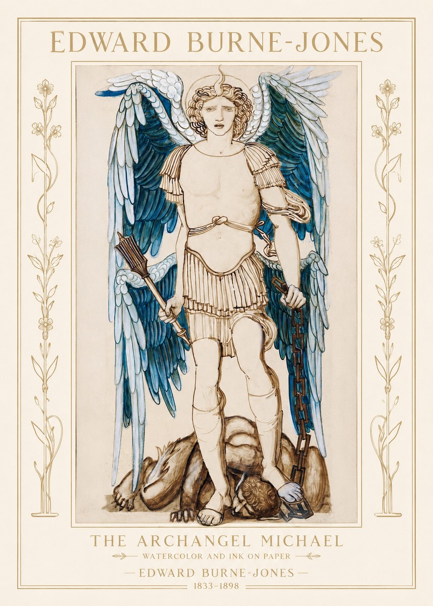 Edward Burne-Jones The Archangel Michael No1 - Plakát