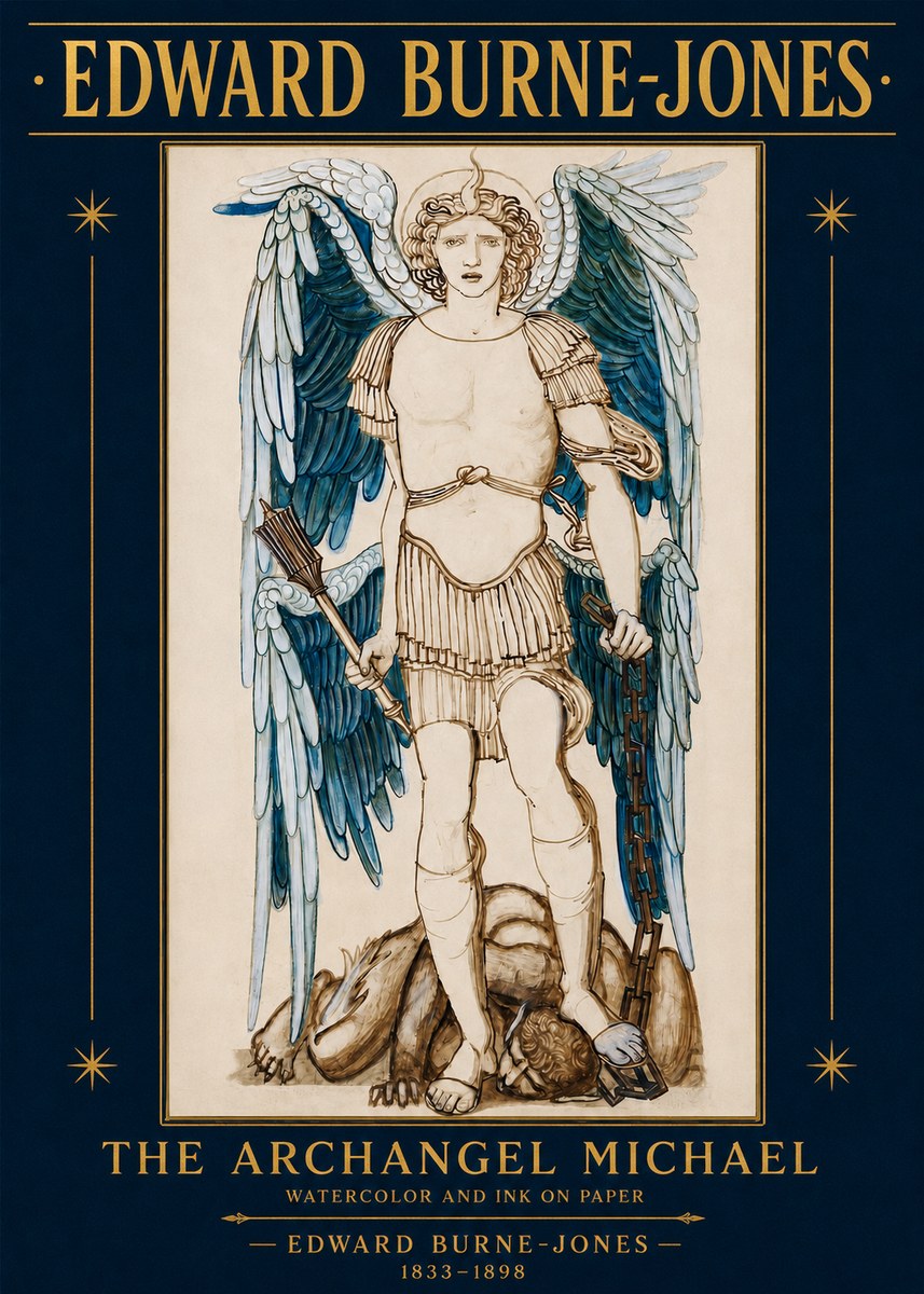 Edward Burne-Jones The Archangel Michael No2 - Plakát