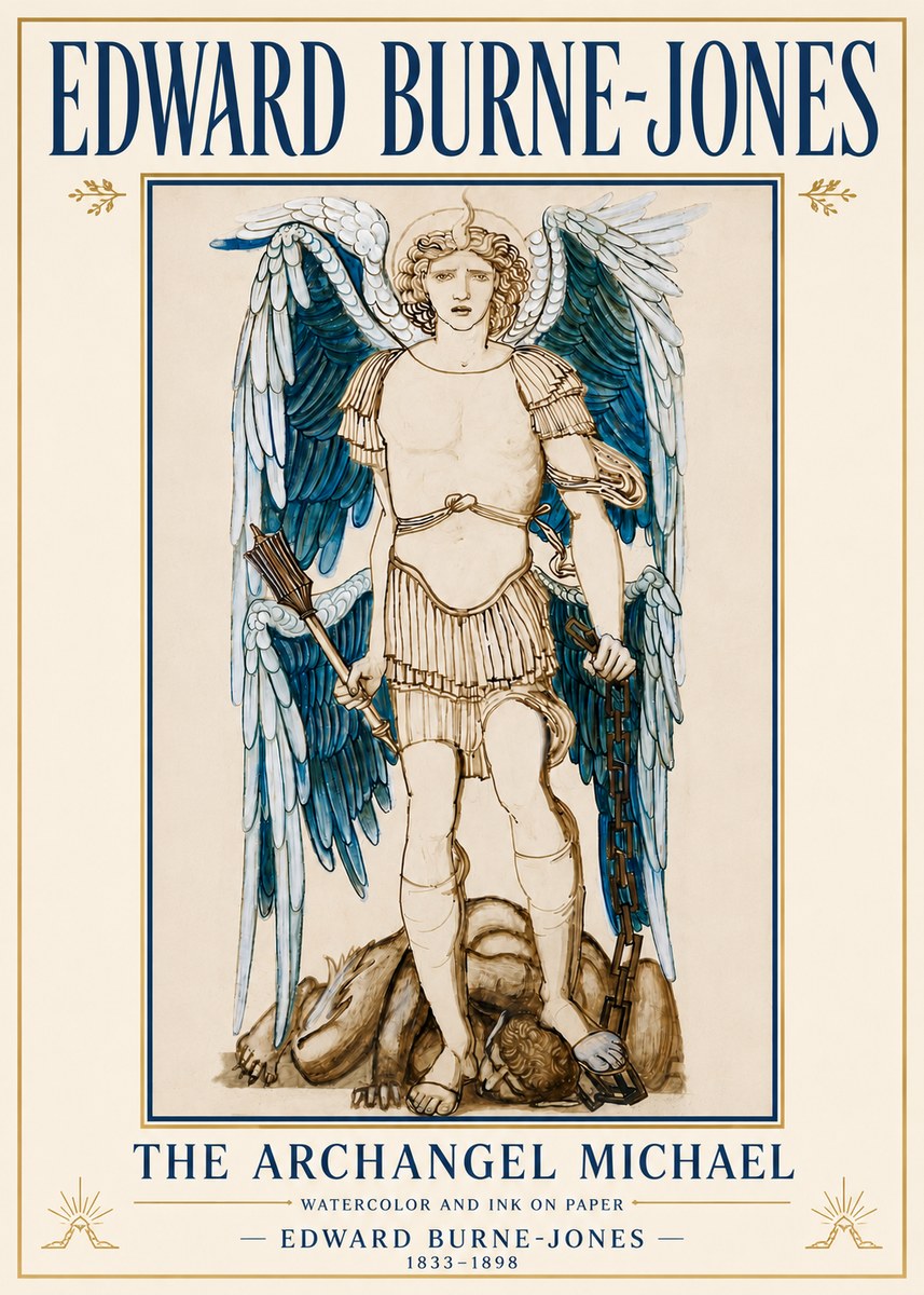 Edward Burne-Jones The Archangel Michael No5 - Plakát