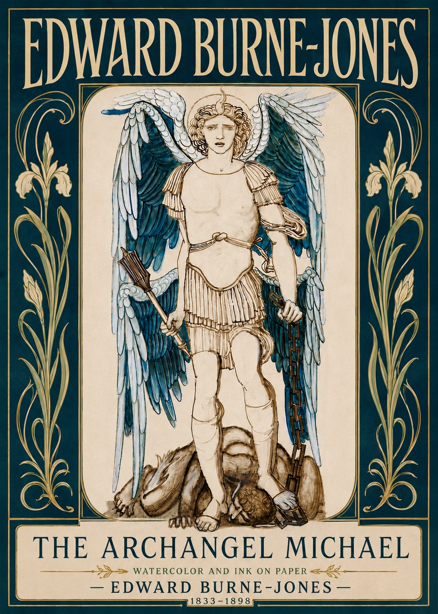 Edward Burne-Jones The Archangel Michael No6 - Plakát
