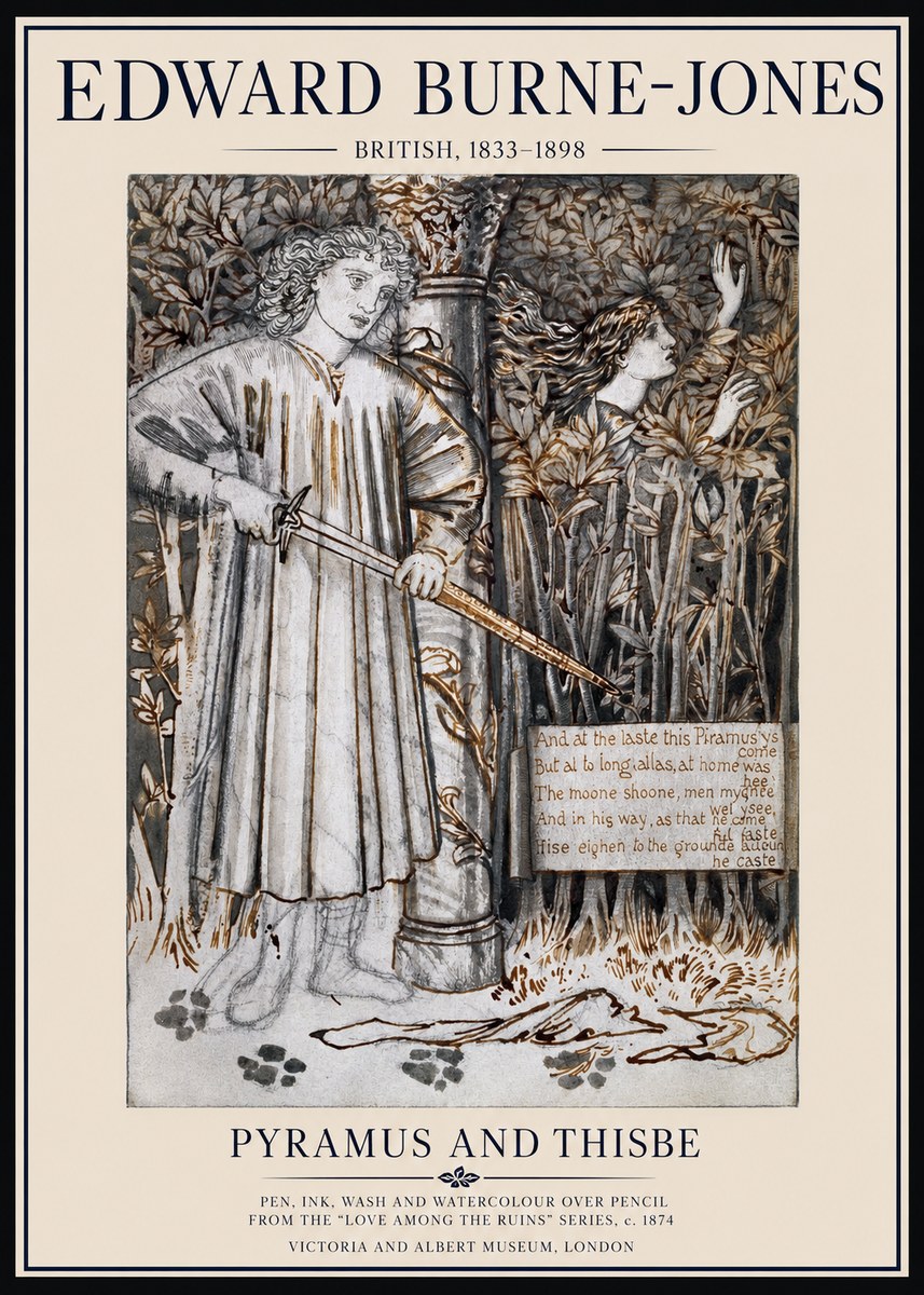 Edward Burne-Jones Pyramus and Thisbe No1 - Plakát
