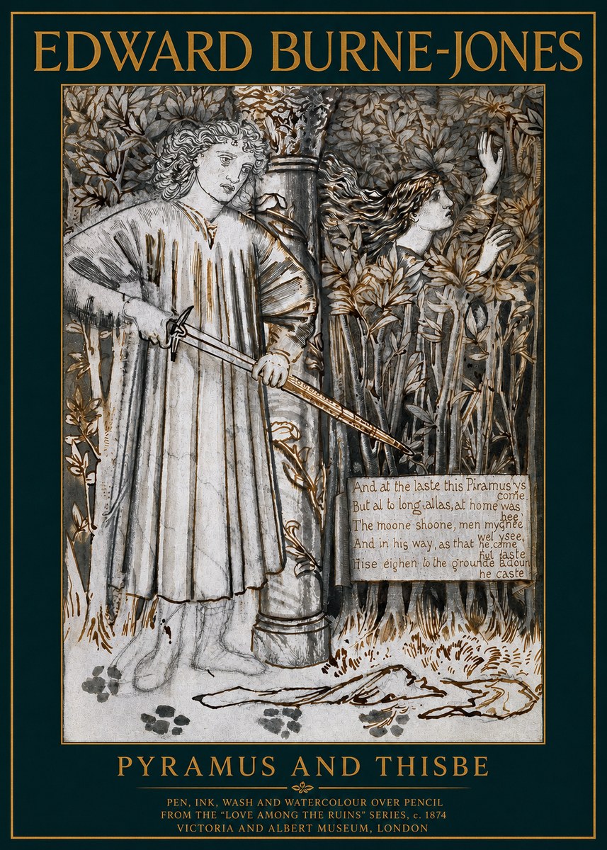 Edward Burne-Jones Pyramus and Thisbe No2 - Plakát