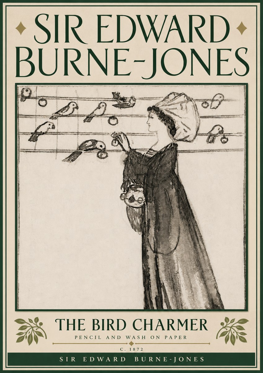 Edward Burne-Jones The Bird Charmer No6 - Plakát