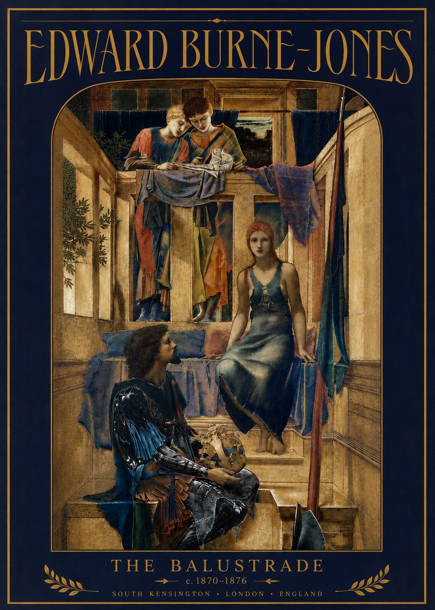 Edward Burne-Jones The Balustrade No4 - Plakát