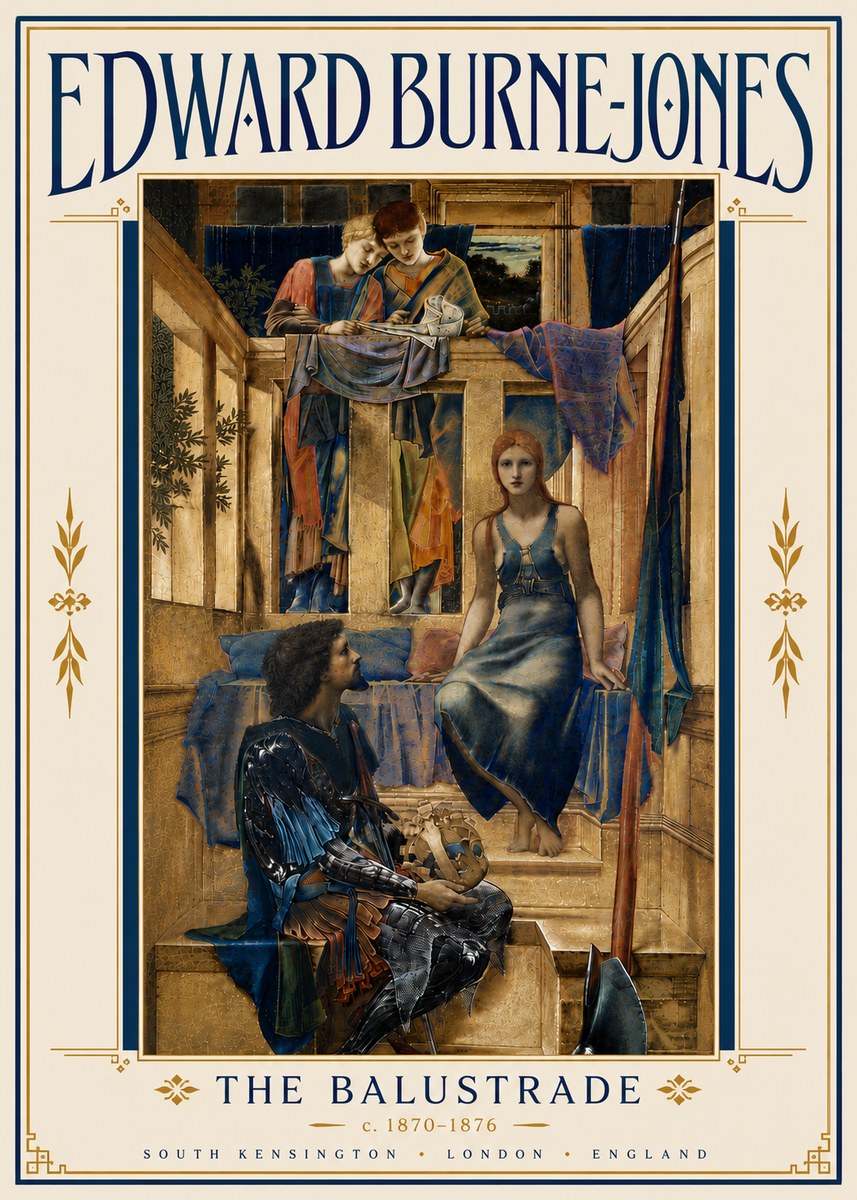 Edward Burne-Jones The Balustrade No6 - Plakát