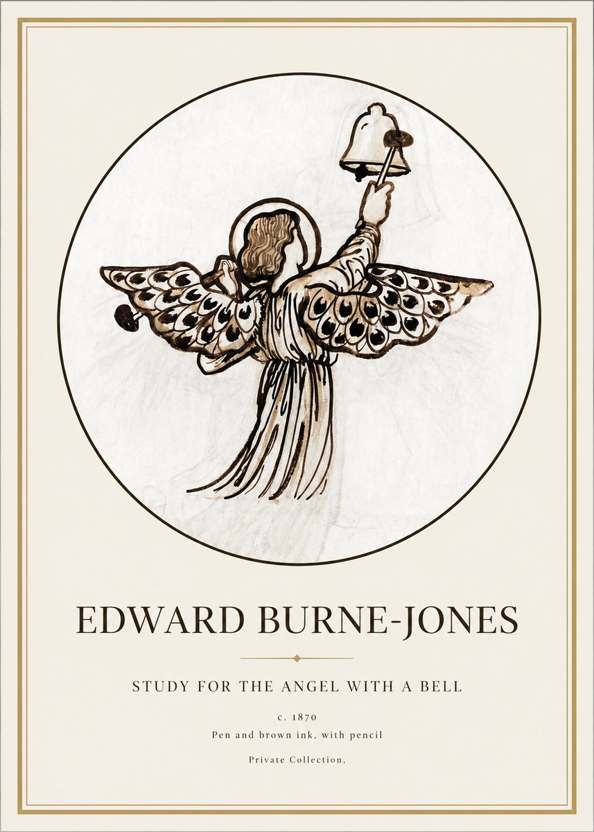 Edward Burne-Jones Study for the Angel with a Bell No1 - Plakát