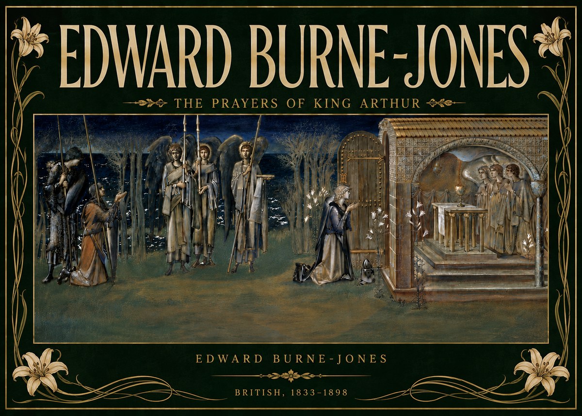 Edward Burne-Jones The Prayers of King Arthur No6 - Plakát