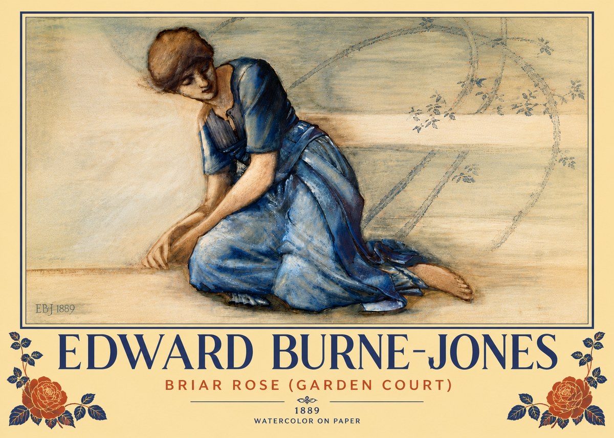 Edward Burne-Jones Briar Rose (Garden Court) No6 - Plakát