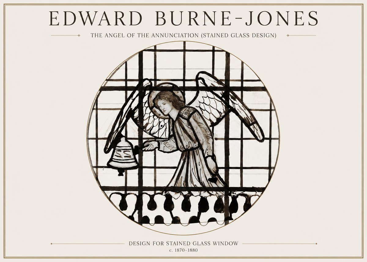 Edward Burne-Jones The Angel of the Annunciation (Stained Glass Design) No1 - Plakát