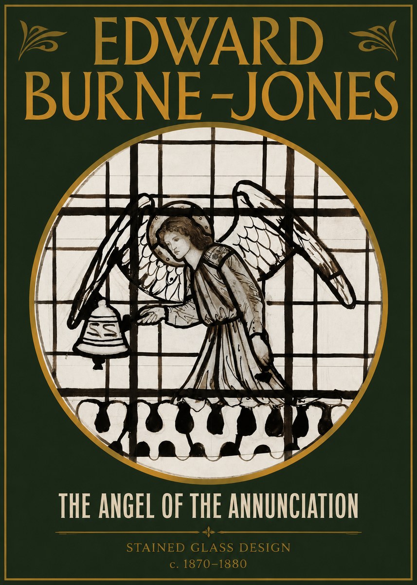 Edward Burne-Jones The Angel of the Annunciation (Stained Glass Design) No2 - Plakát