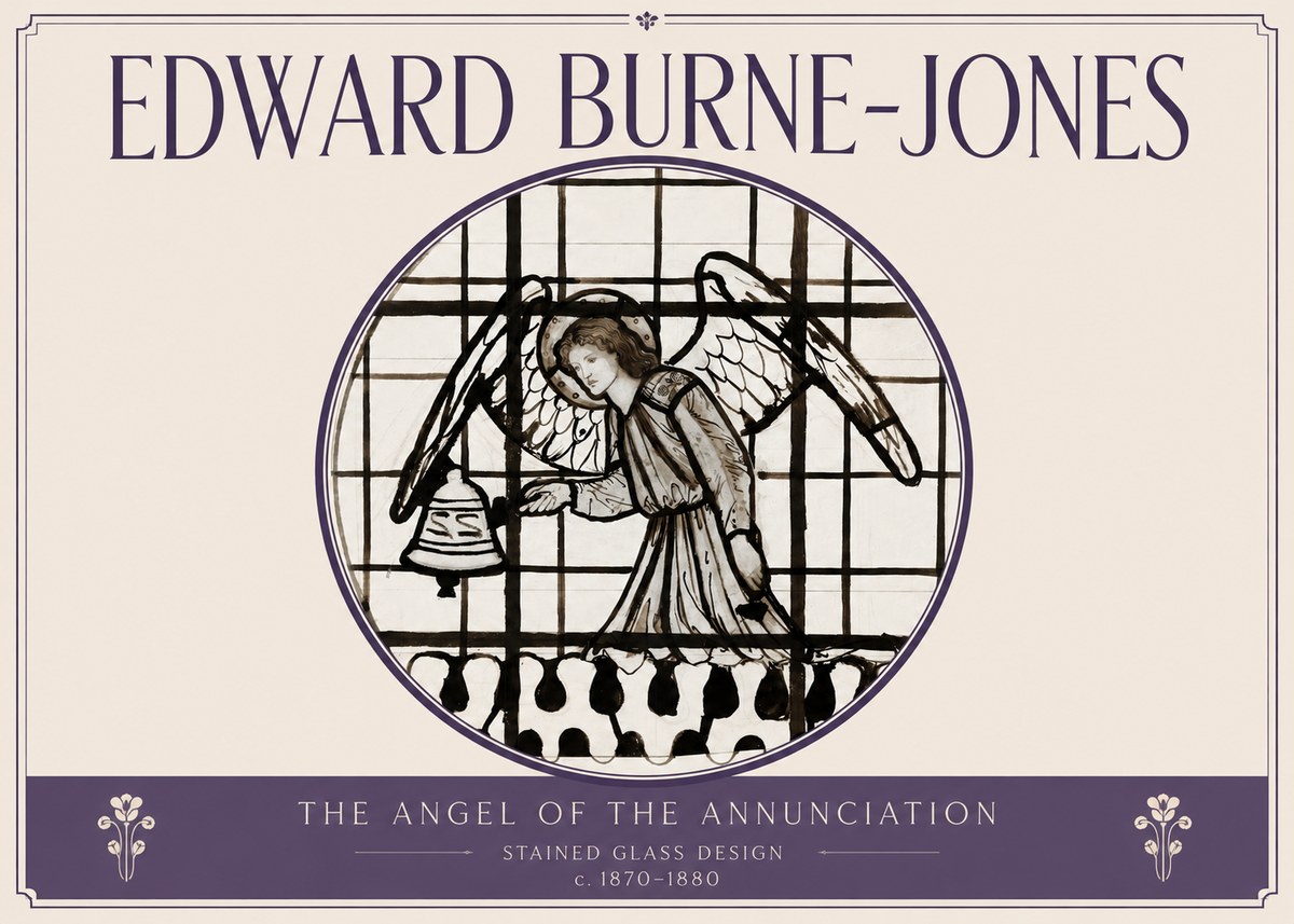 Edward Burne-Jones The Angel of the Annunciation (Stained Glass Design) No3 - Plakát