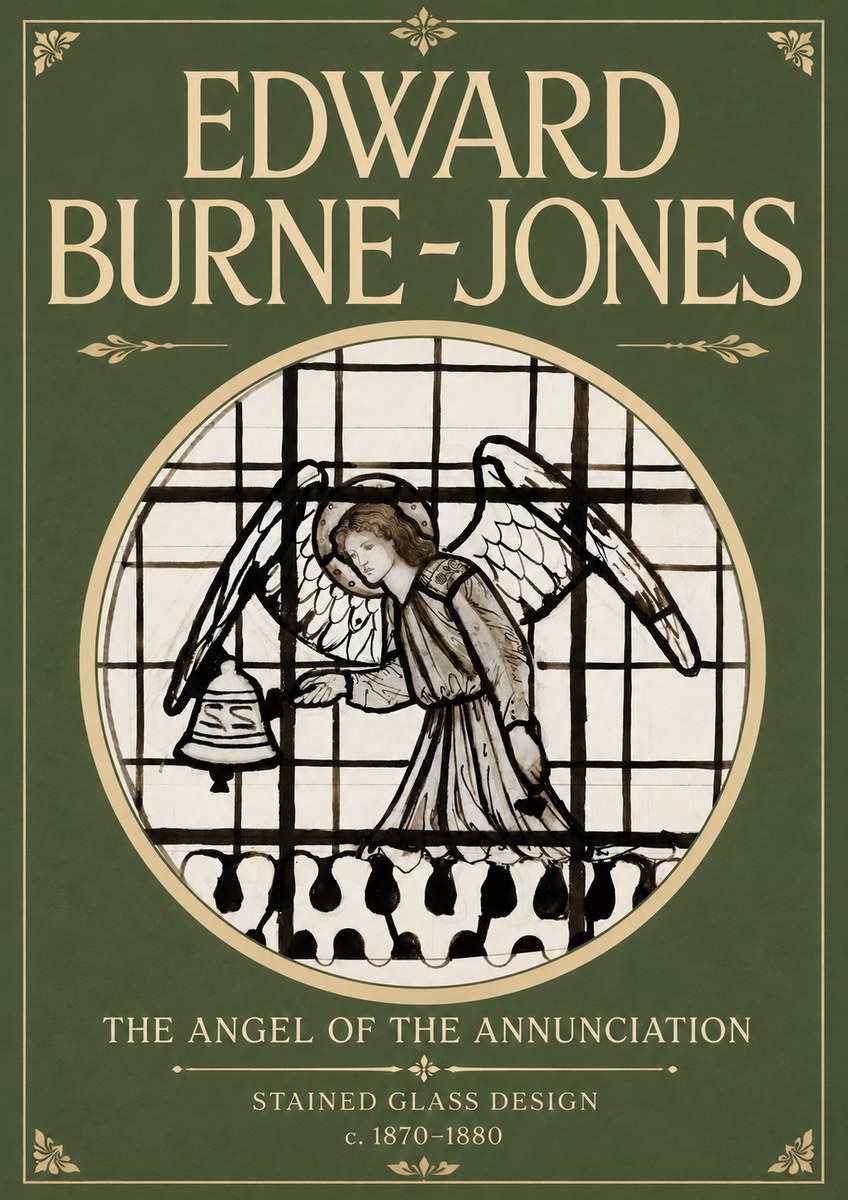 Edward Burne-Jones The Angel of the Annunciation (Stained Glass Design) No4 - Plakát