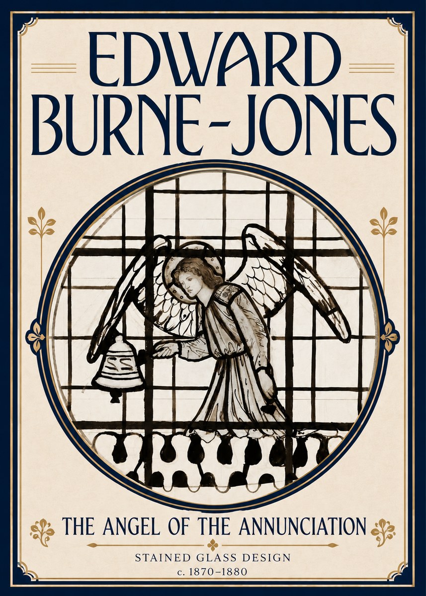 Edward Burne-Jones The Angel of the Annunciation (Stained Glass Design) No5 - Plakát