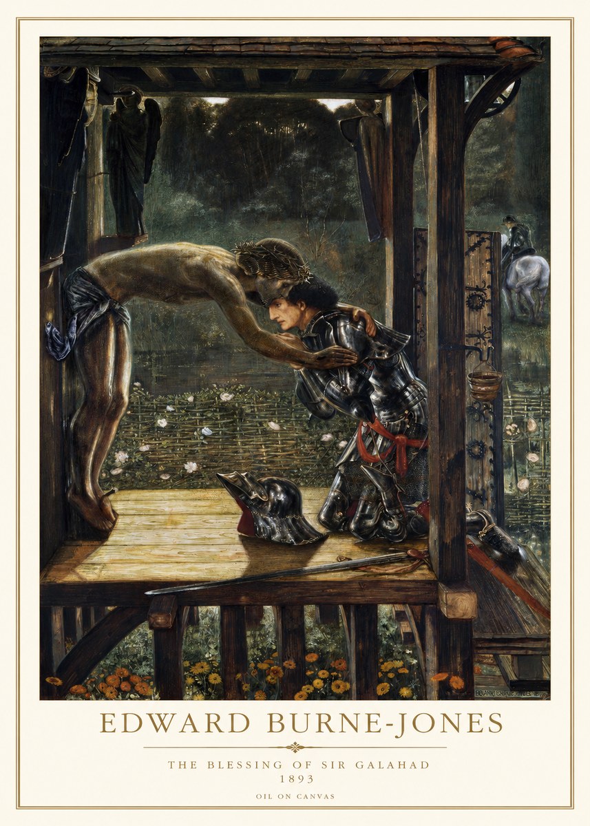 Edward Burne-Jones The Blessing of Sir Galahad No1 - Plakát