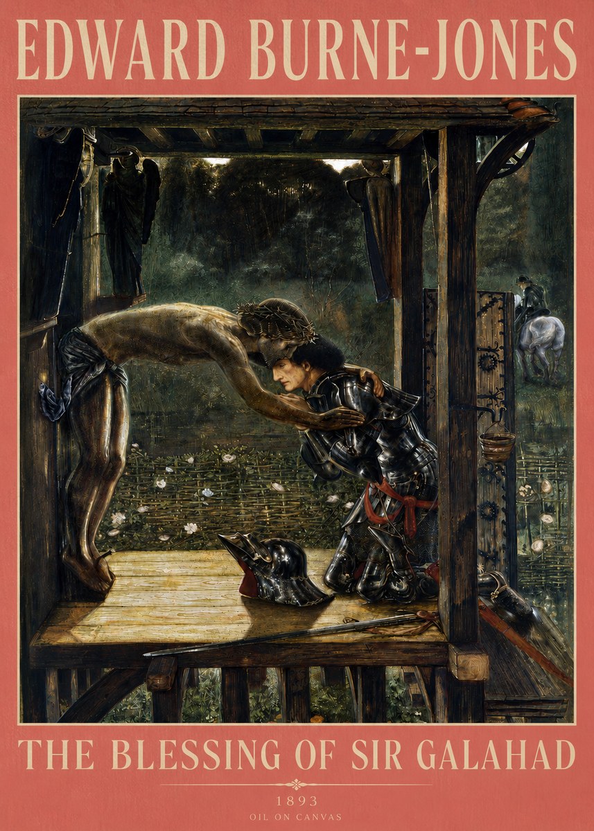 Edward Burne-Jones The Blessing of Sir Galahad No3 - Plakát